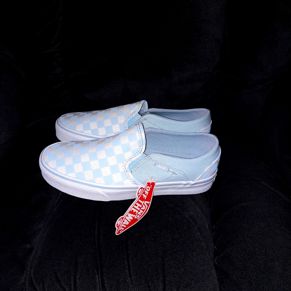 Brand New Baby blue checkered vans